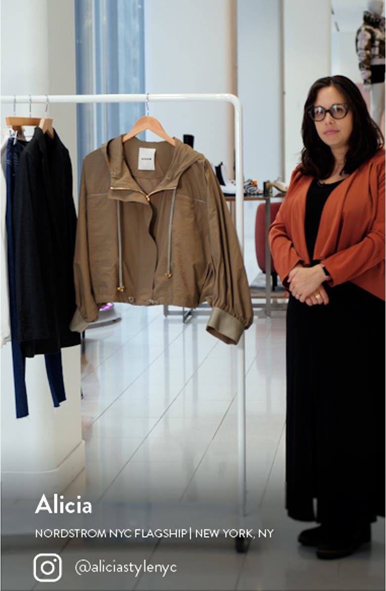 Robine Leather Trim Blouson Sleeve Hooded Jacket, sales video thumbnail