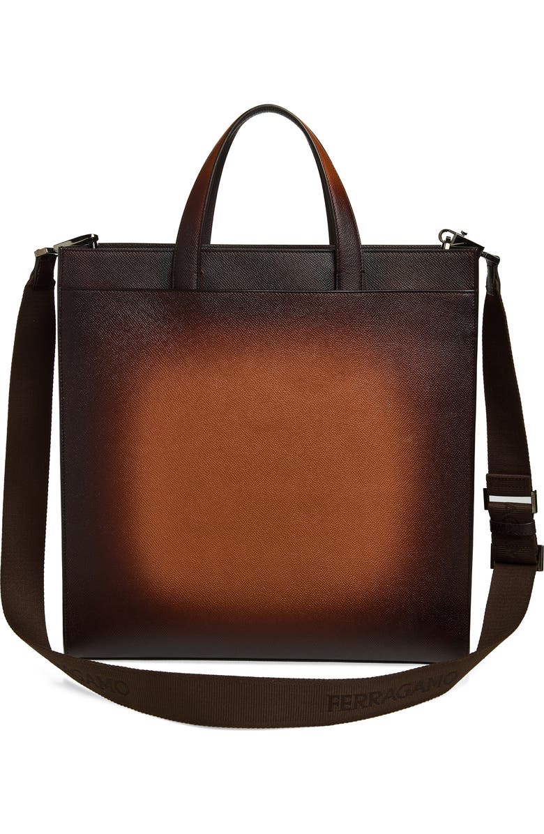 FERRAGAMO Trading Gancio Leather Tote, Alternate, color, New Cognac Testa Di Moro Dark