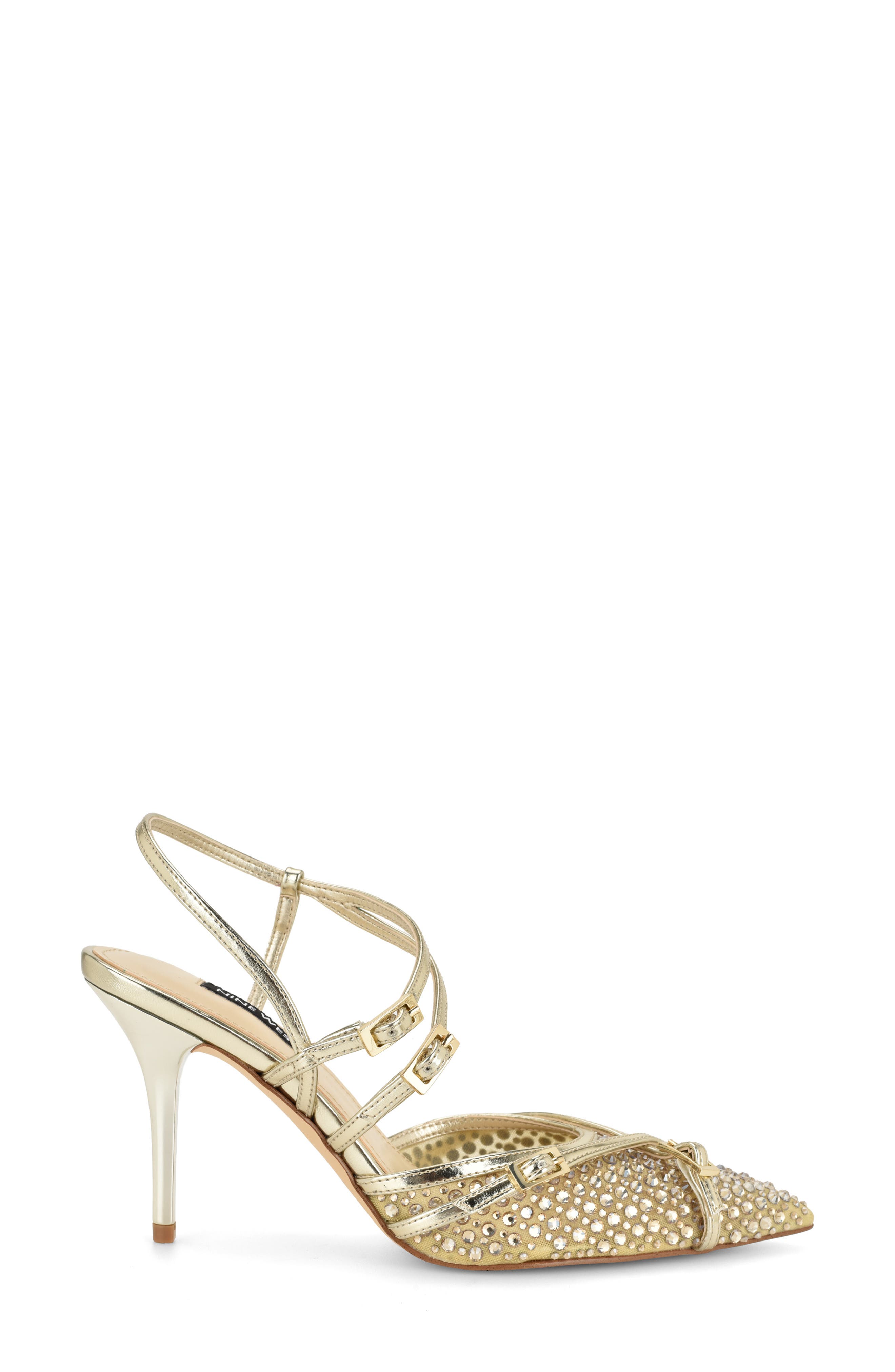 Pertee Crystal Embellished Ankle Strap Pump, Alternate, color, GOLD