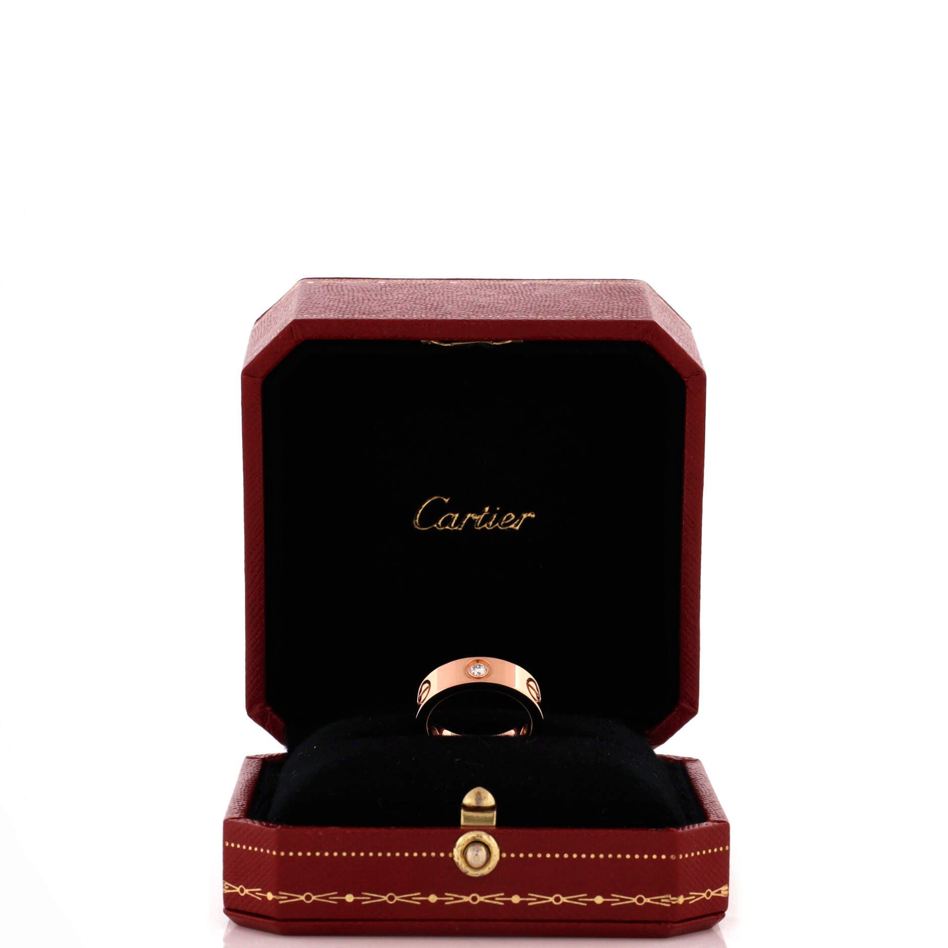 Love 3 Diamonds Band Ring 18K Rose Gold with Diamonds, Alternate, color, Metallic Gold