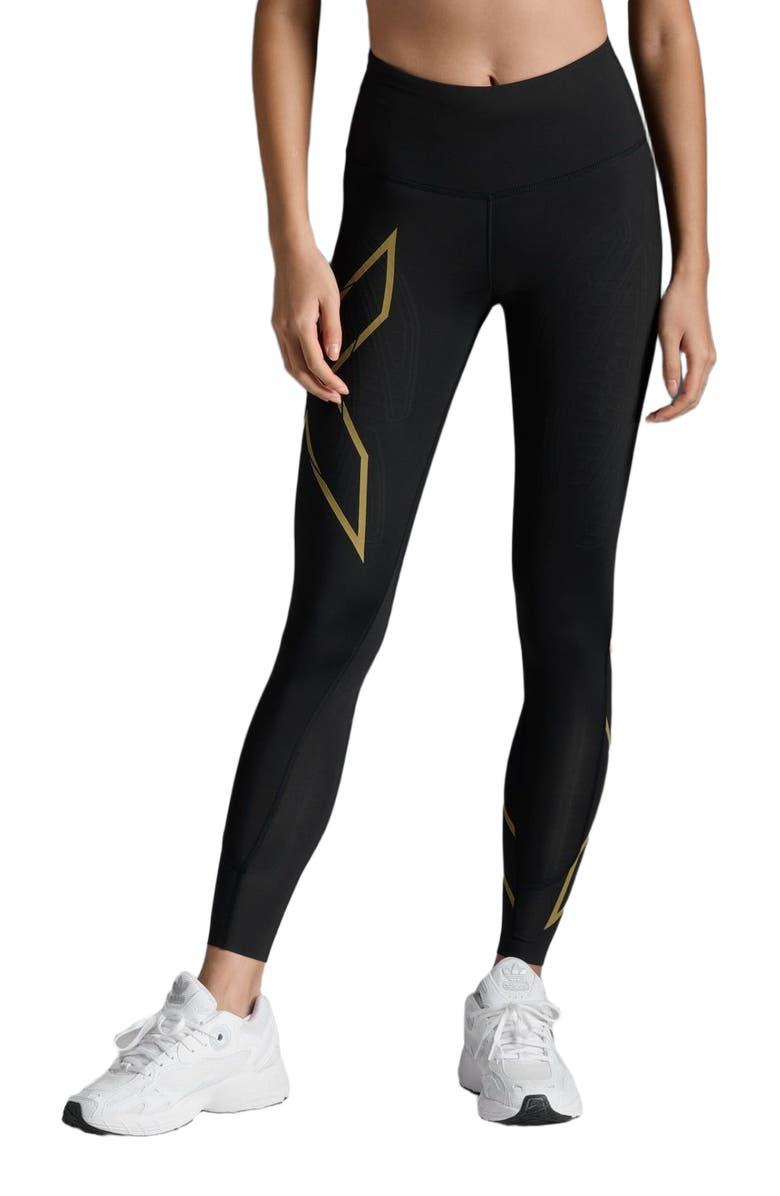 2XU Light Speed Mid-Rise CompTight, Main, color, Black/Gold Reflective