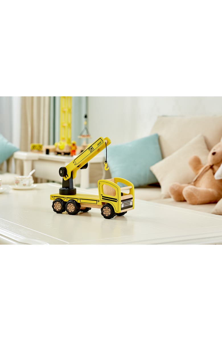 Pintoy Wood Toy Crane Truck, Alternate, color, 