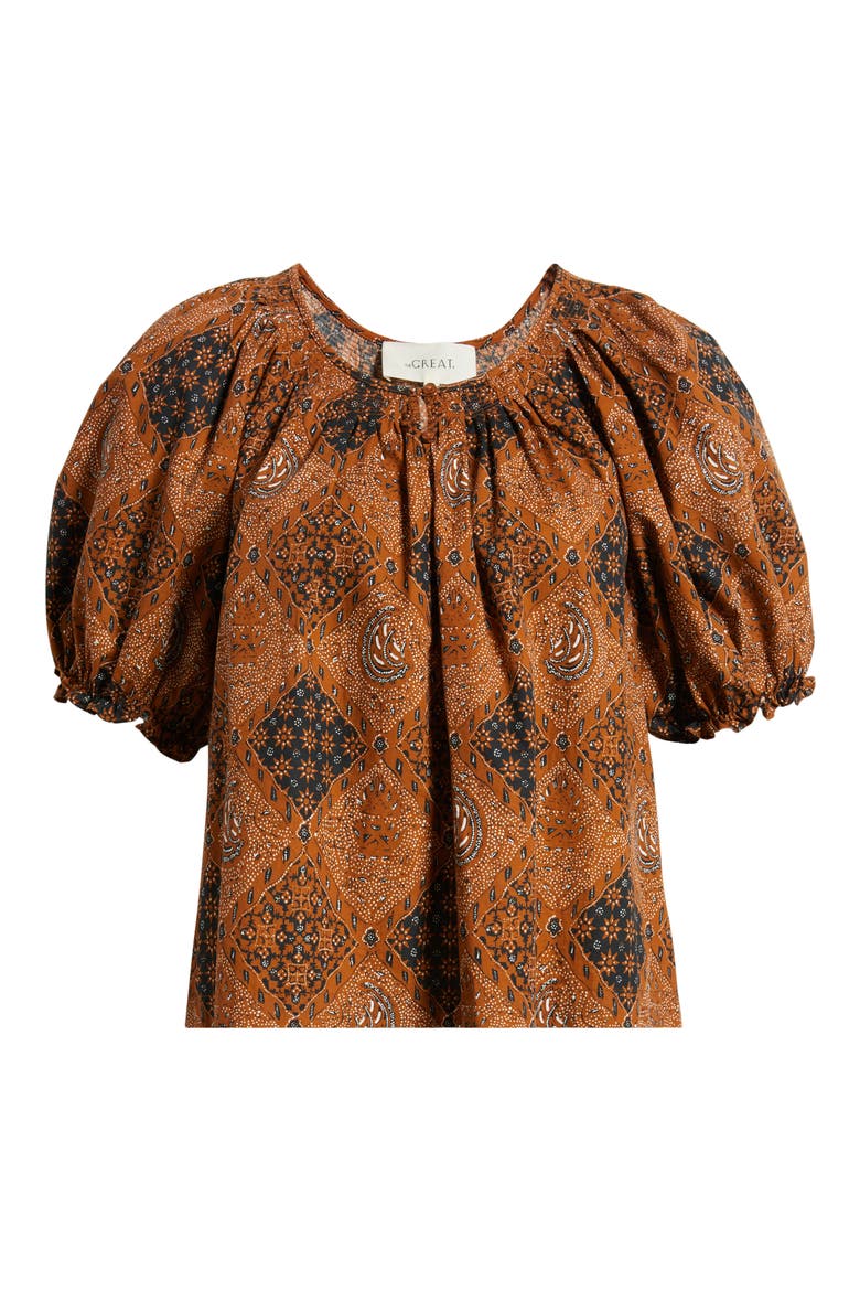 The Moorland Puff Sleeve Top, Alternate, color, GEO BANDANA PRINT