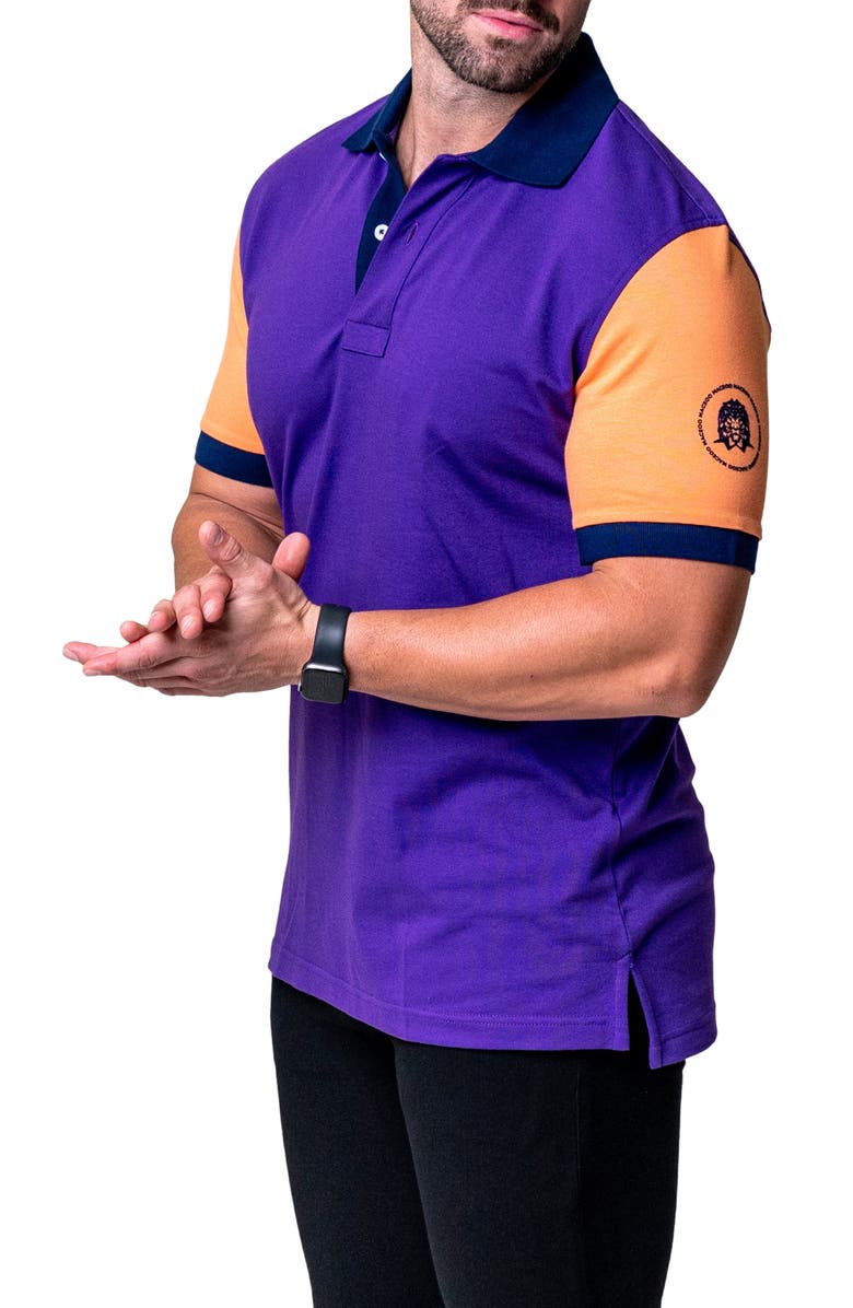Maceoo Mozart Colorblock Cotton Polo, Alternate, color, Purple