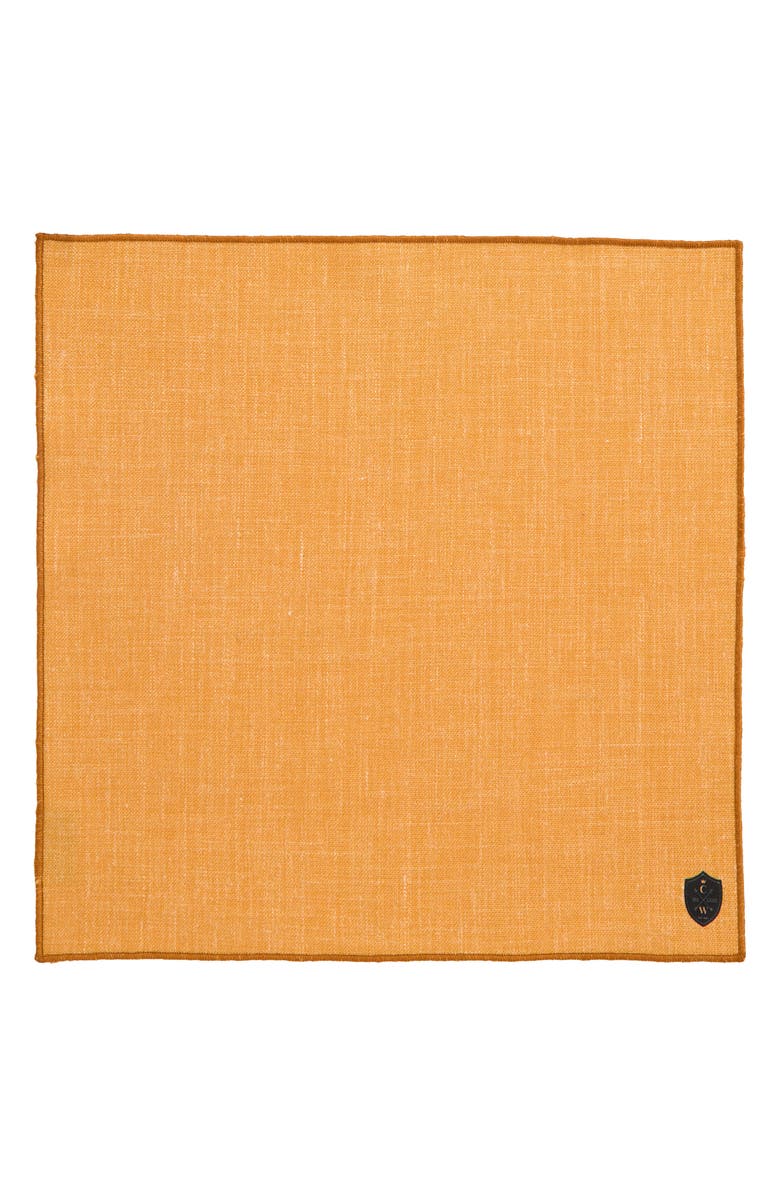 CLIFTON WILSON Gold Linen Pocket Square, Alternate, color, Gold