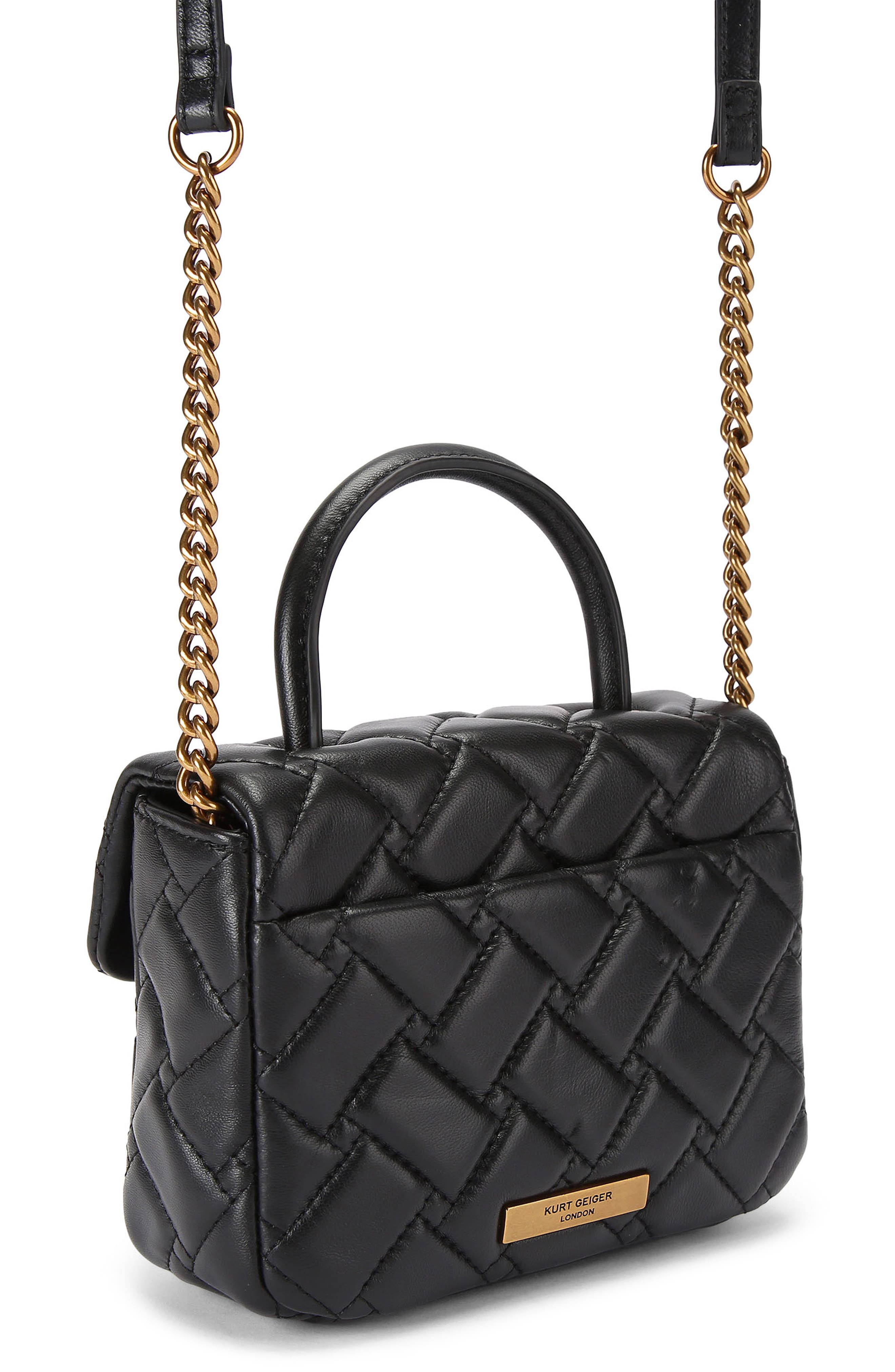 Kurt Geiger London Mini Kensington Quilted Leather Top Handle Bag, Alternate, color, 