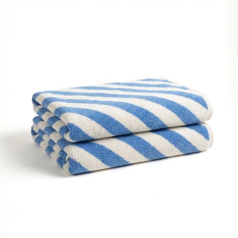 Ornaz Yarn Dyed Biased 100% Cotton Bath Towel Set Of 2