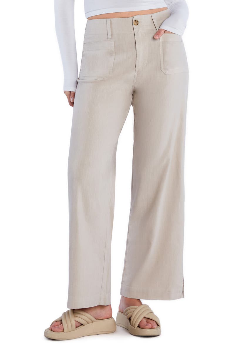 Bliss High Waist Cotton Blend Pants, Main, color, MOONBEAM