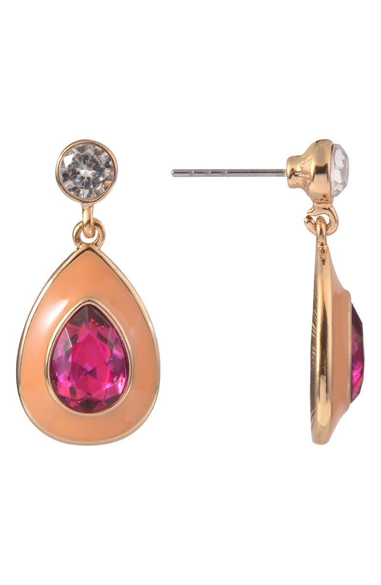 Laundry by Shelli Segal Crystal & Enamel Teardrop Earrings, Alternate, color,