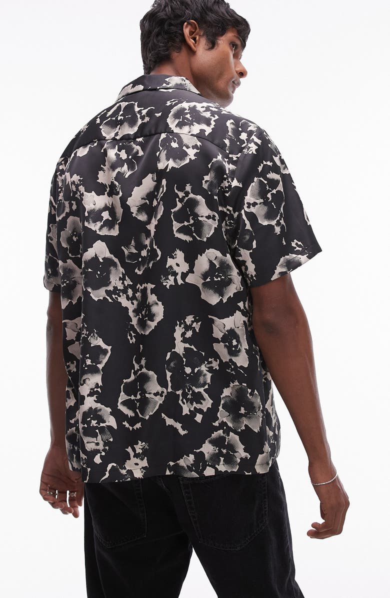 Topman Floral Satin Camp Shirt, Alternate, color,