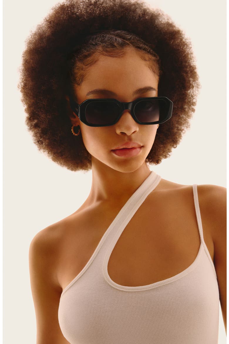 Hyped Up 53mm Gradient Square Sunglasses, Alternate, color, BLACK / SMOKE