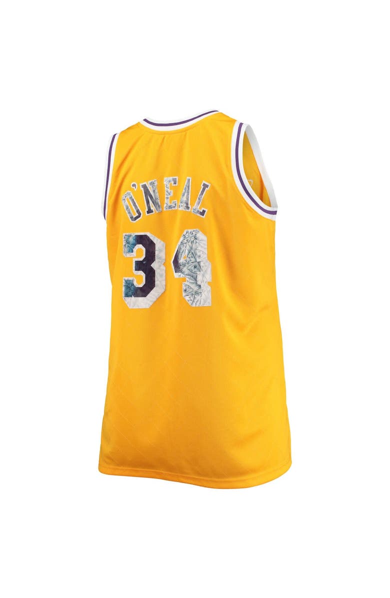 Mitchell & Ness Men's Mitchell & Ness Shaquille O'Neal Gold Los Angeles Lakers Big & Tall 1996-97 NBA 75th Anniversary Diamond Swingman Jersey, Alternate, color, 