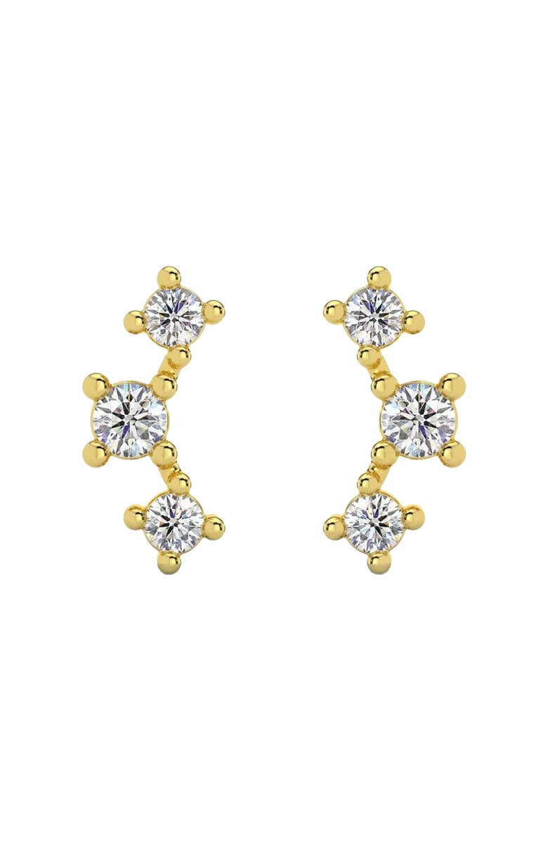 Bliss Diamond 1/5Ct TW 3-Stone Diamond Crawler Earrings 14k Gold Studs Lab Grown 1/3" Tall, Alternate, color, 