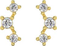 Bliss Diamond 1/5Ct TW 3-Stone Diamond Crawler Earrings 14k Gold Studs Lab Grown 1/3" Tall