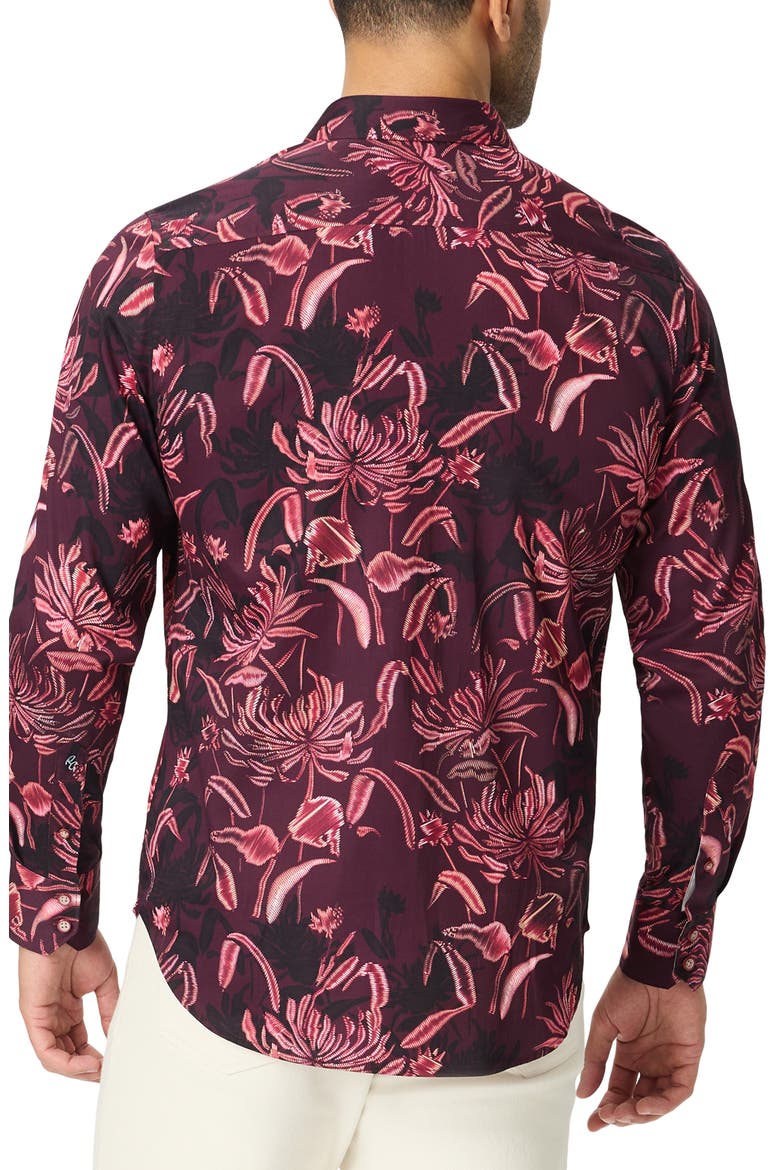 Elmwood Printed Cotton Shirt, Alternate, color, BURGUNDY
