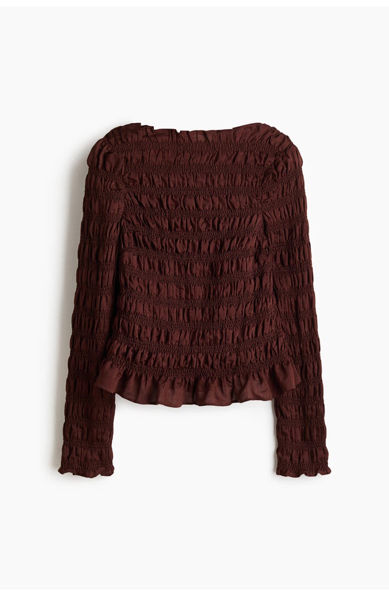 H&M Smocked Top, Main, color, Rust Brown