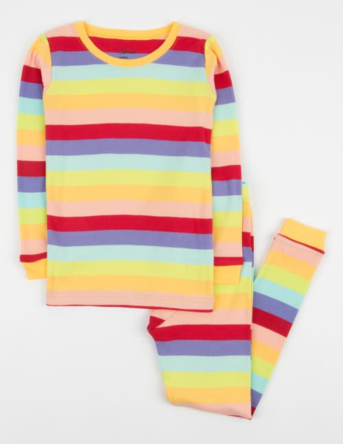 Leveret Kids'  Two-piece Striped Cotton Matching Family Pajamas In Multi