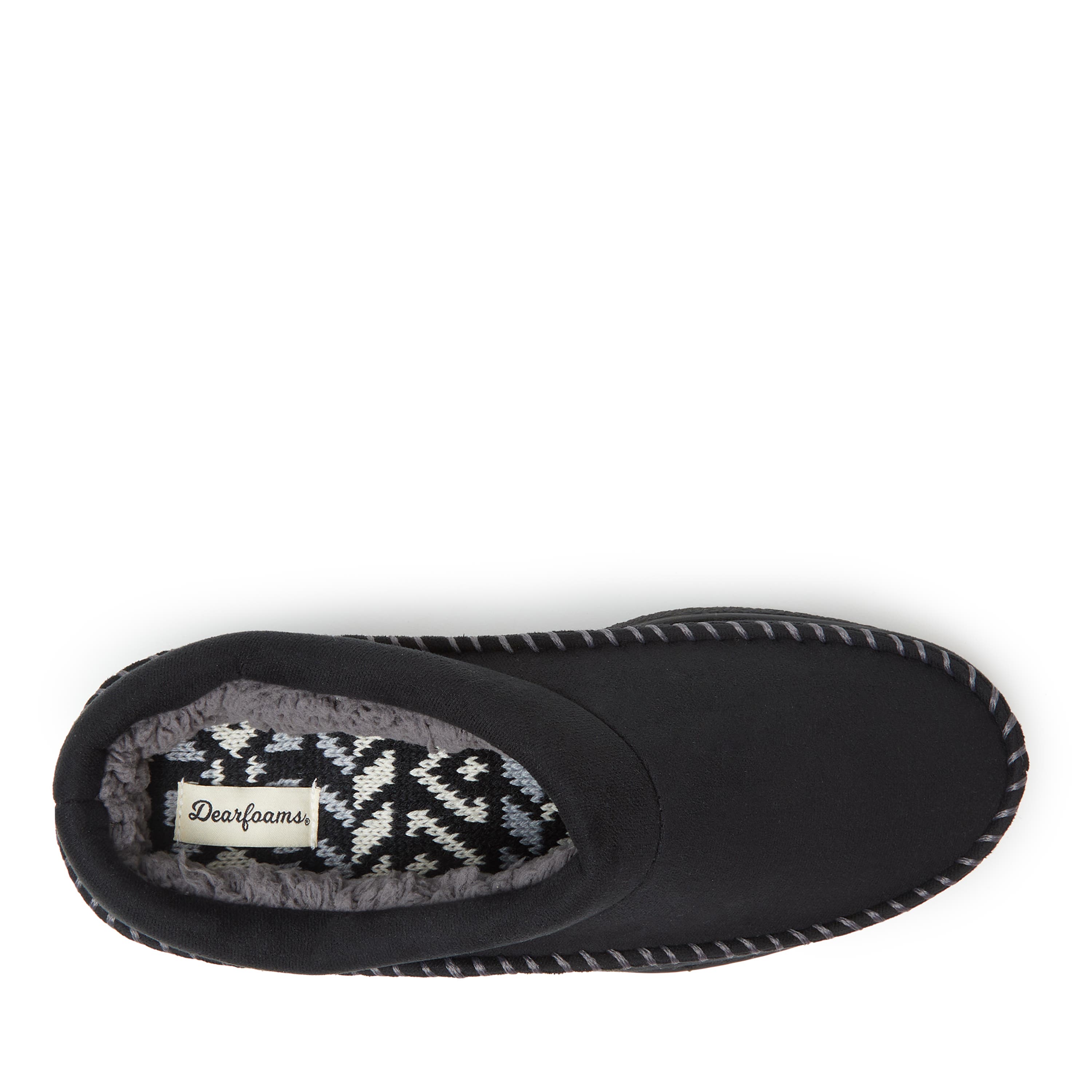 DEARFOAMS Thompson Moccasin Toe Clog Slipper, Alternate, color, Black Solid