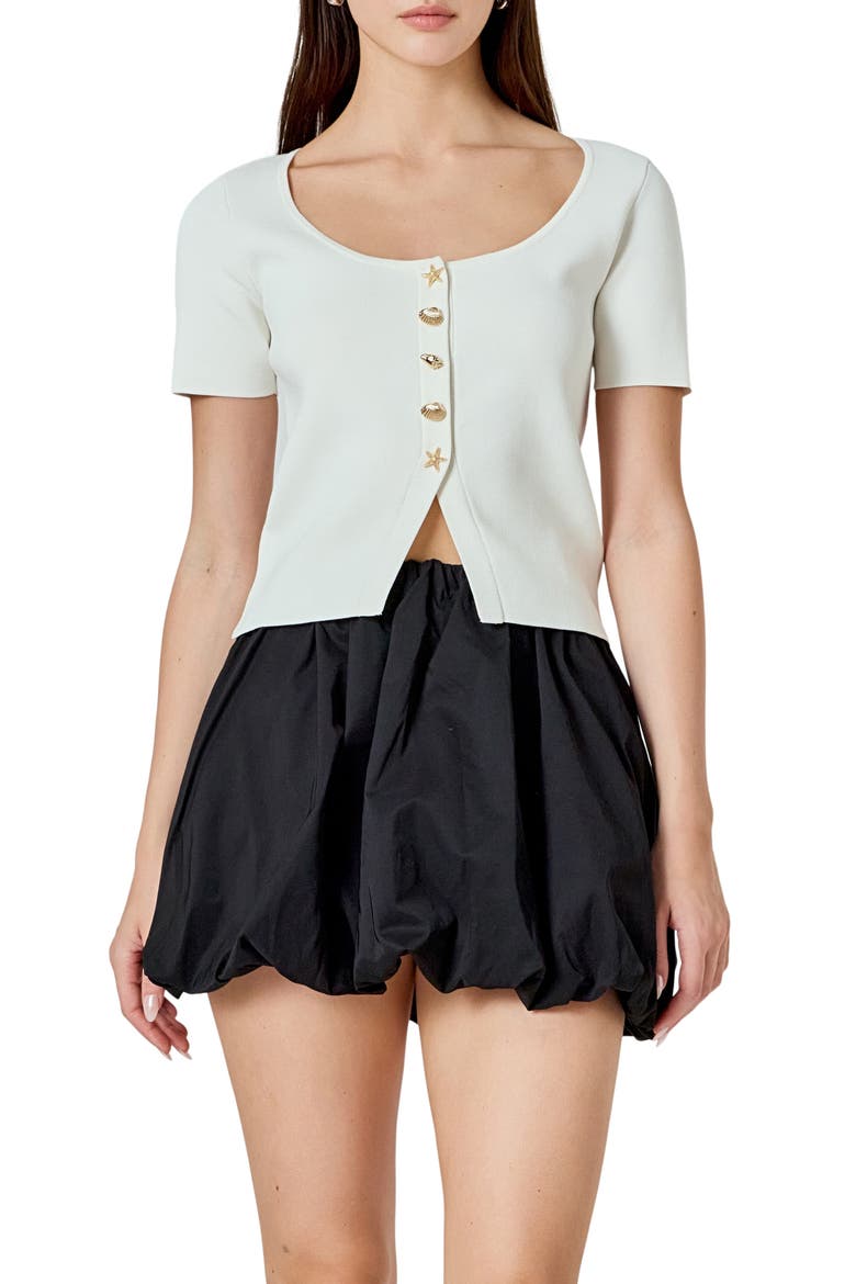 Short Sleeve Crop Cardigan, Main, color, CREAM