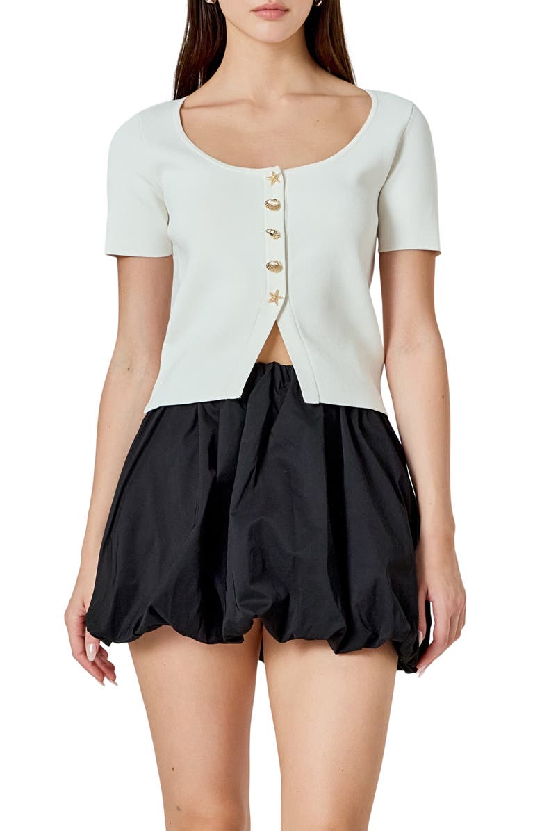 Endless Rose Short Sleeve Crop Cardigan, Main, color, Cream