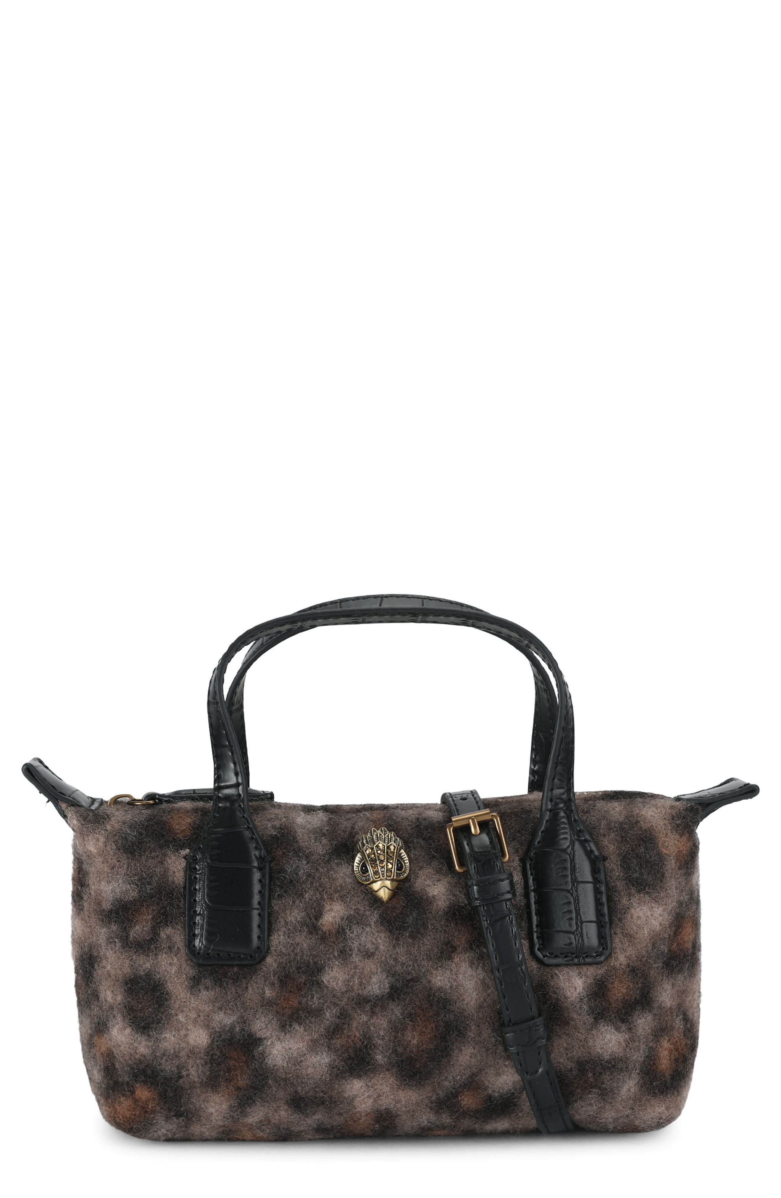 Tiny Sloane Faux Fur Handbag, Main, color, MID BROWN