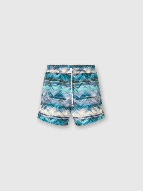 Missoni Swim Shorts With Macro Zig Zag Dégradé Print In Blue