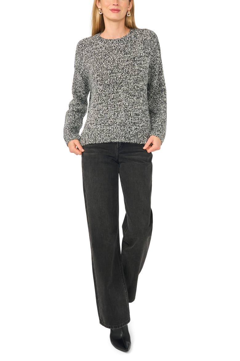 Marled Crewneck Sweater, Alternate, color, RICH BLACK