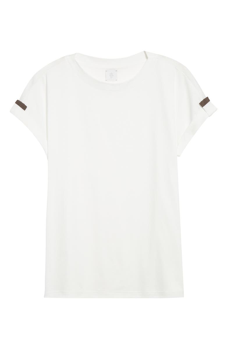 Eleventy Grosgrain Loop Detail T-Shirt, Alternate, color, 01 White