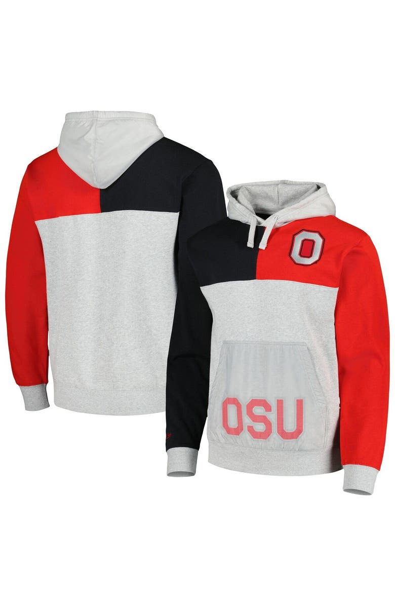 Mitchell & Ness Men's Mitchell & Ness Heather Gray Ohio State Buckeyes Tie-Breaker Pullover Hoodie, Main, color, Heather Gray