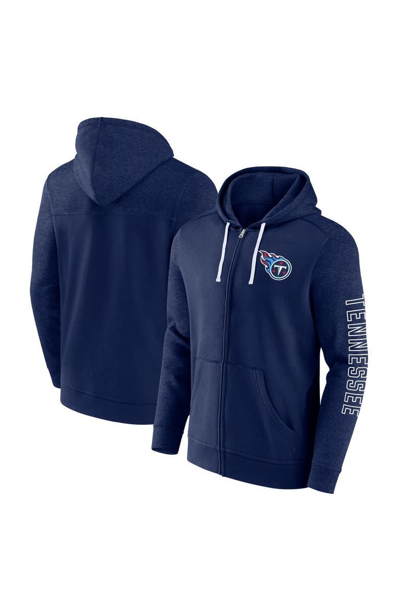 FANATICS Men's Fanatics Branded Navy Tennessee Titans Offensive Lineup Hoodie Full-Zip Hoodie, Main, color,