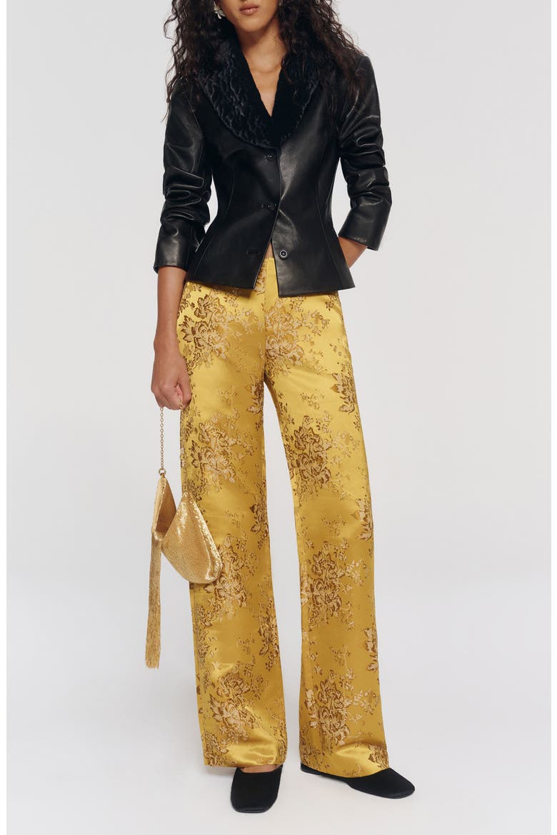 Vida Floral Brocade Satin Pants, Alternate, color, CHARTREUSE BROCADE