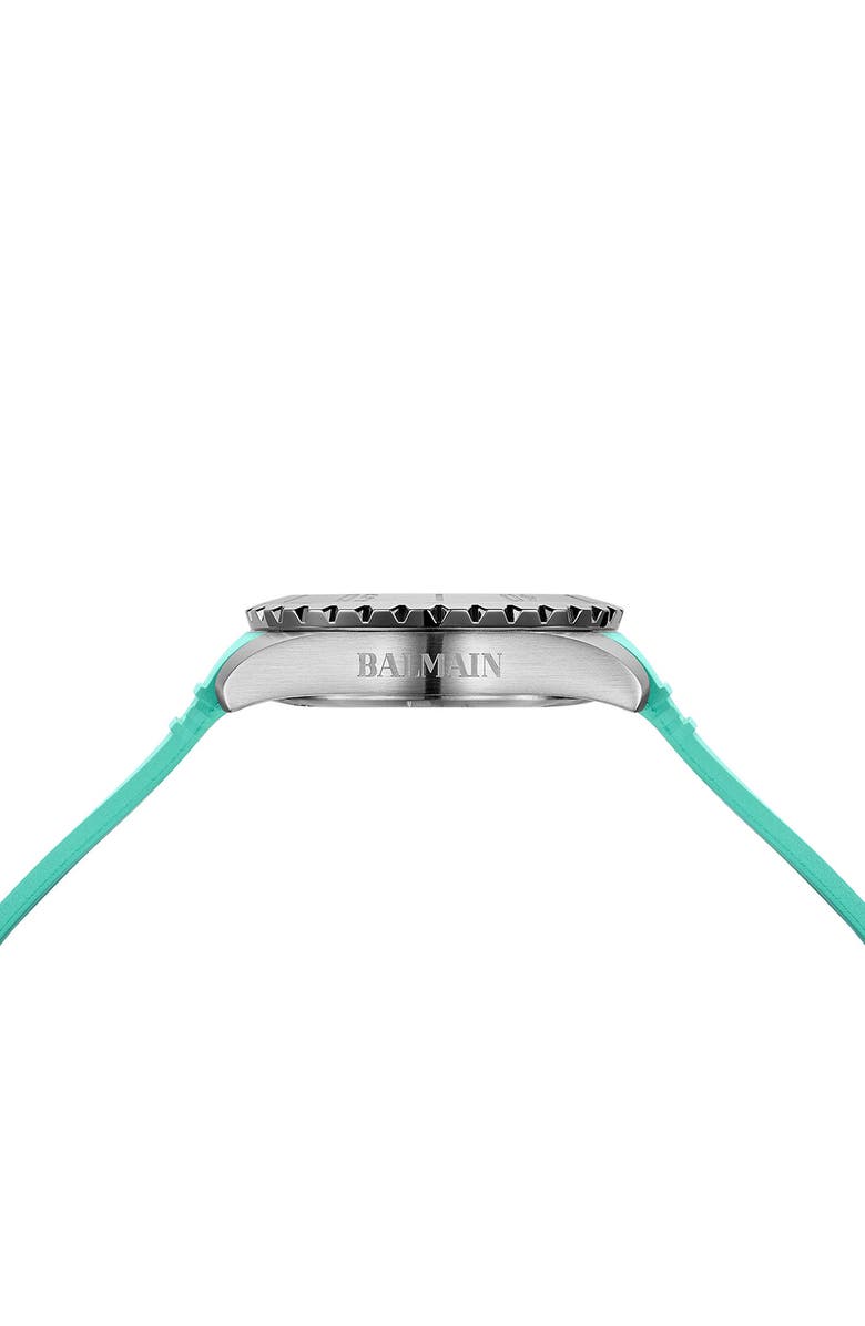 Balmain Ophrys Rubber Strap Watch, 34.5mm, Alternate, color, Stainless Steel