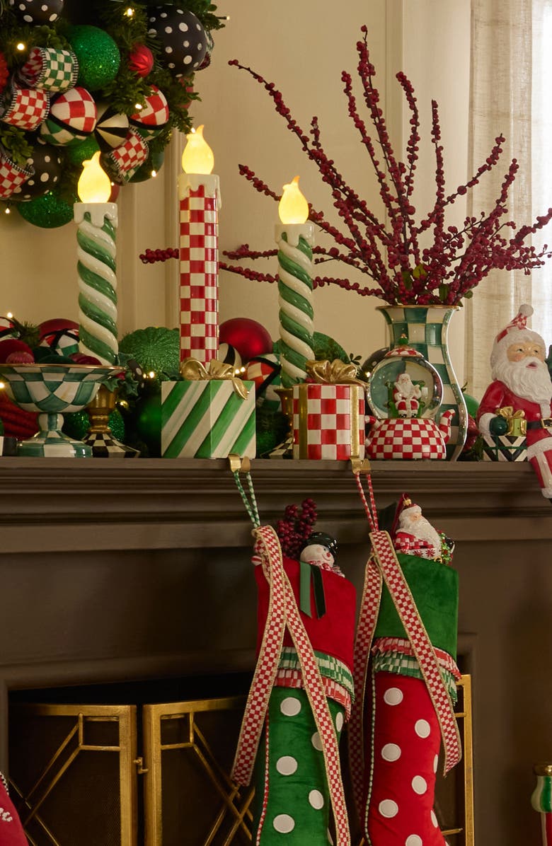 MACKENZIE CHILDS Check It Out Set of 2 Gift Stocking Box Holders, Alternate, color, Gold