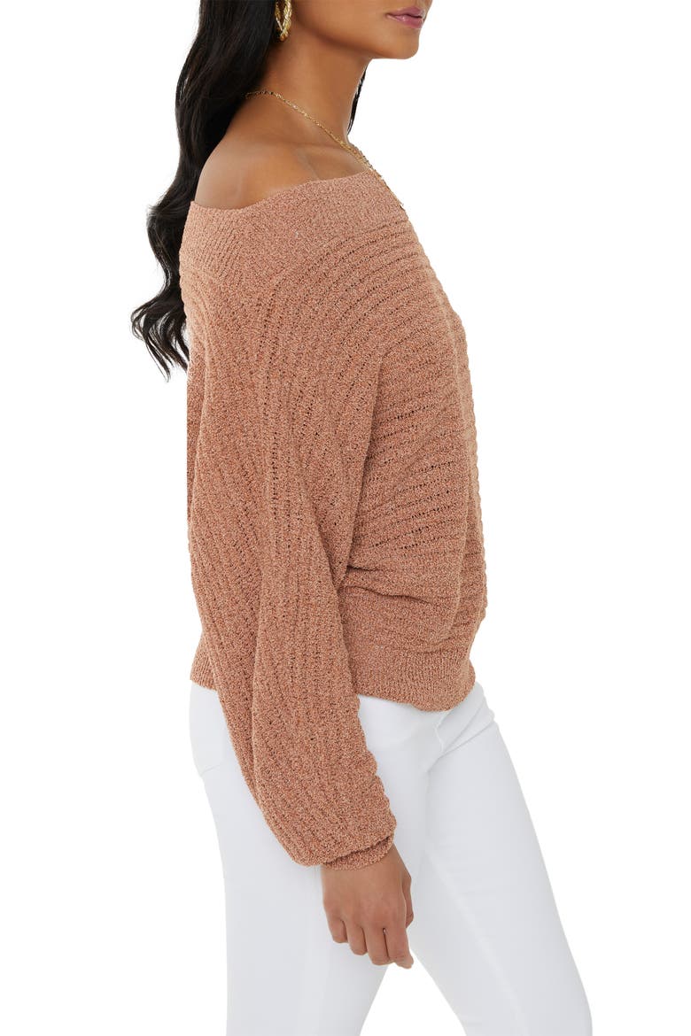 Ribbed Off the Shoulder Dolman Sleeve Sweater, Alternate, color, TAN