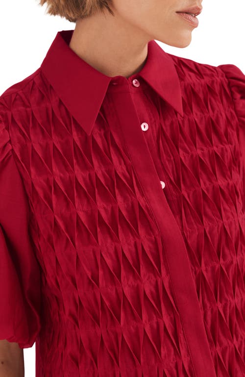 Mint Velvet Puff Sleeve Smock Shirt In Red