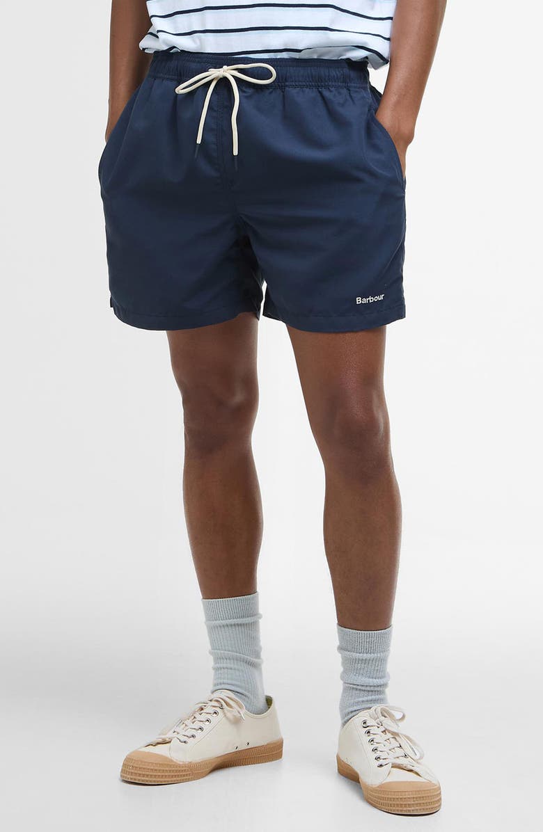 Barbour Staple Logo Swim Trunks, Main, color, Navy Blue