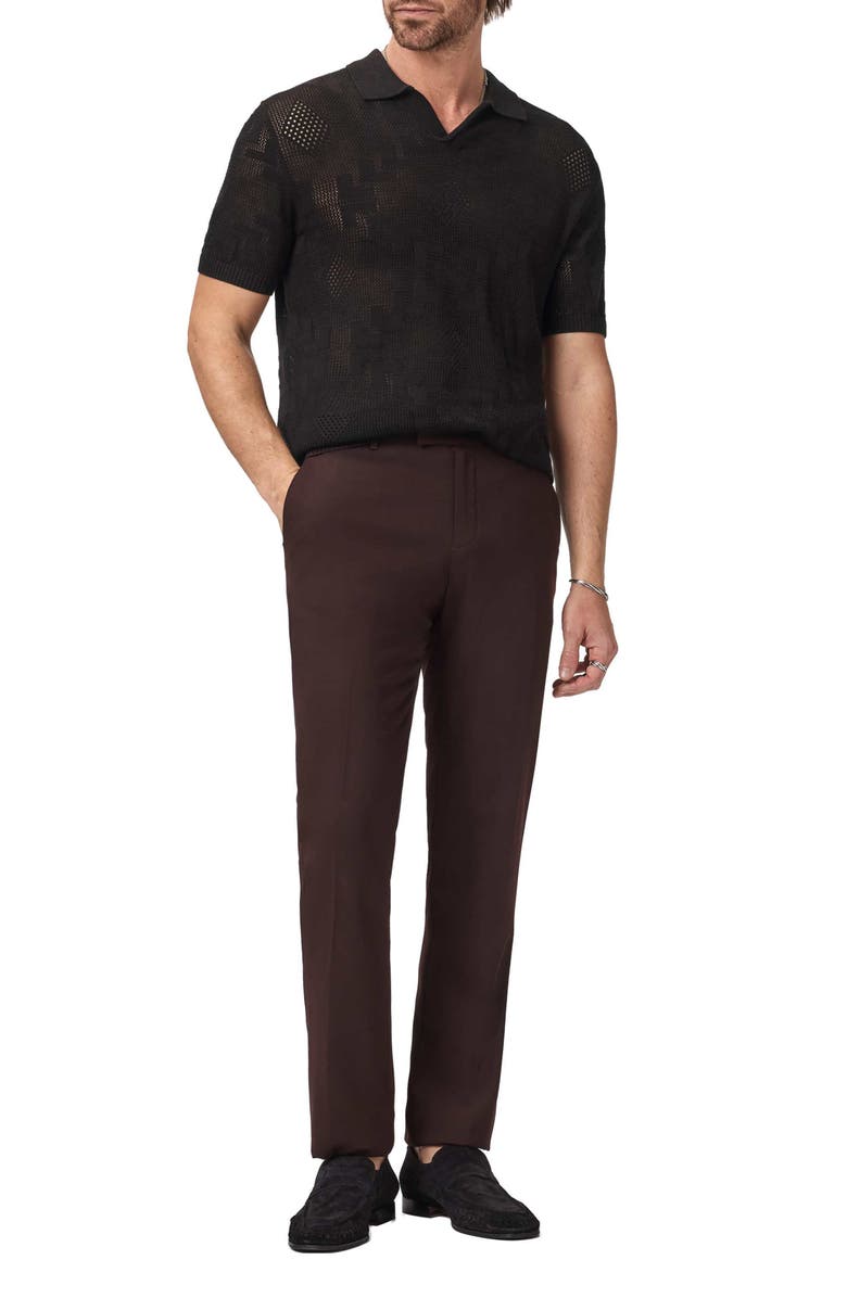 John Varvatos Corso Organic Cotton Diamond Crochet Polo, Alternate, color, Brandy