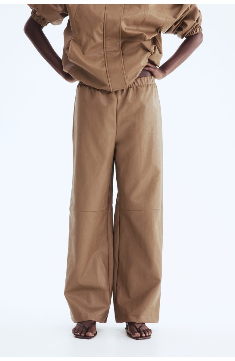 H&M Coated Trousers, Alternate, color, Dark Beige