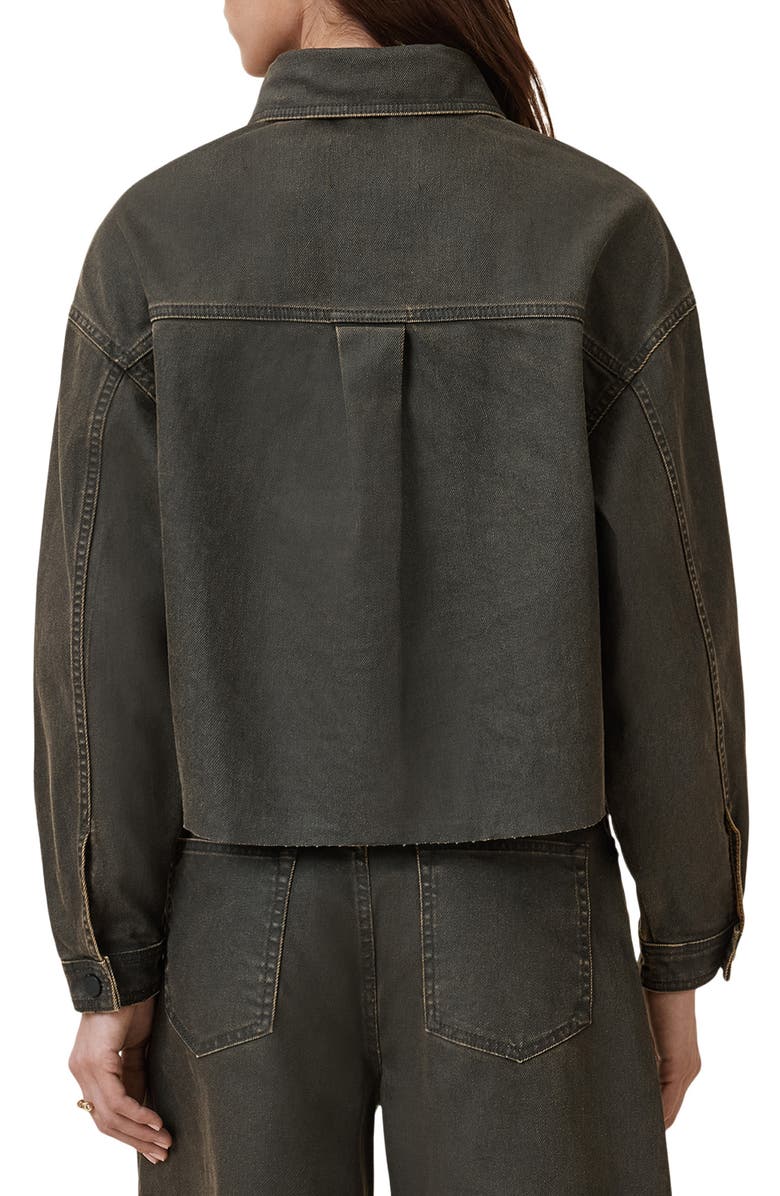 AllSaints Nicky Crop Denim Shacket, Alternate, color,