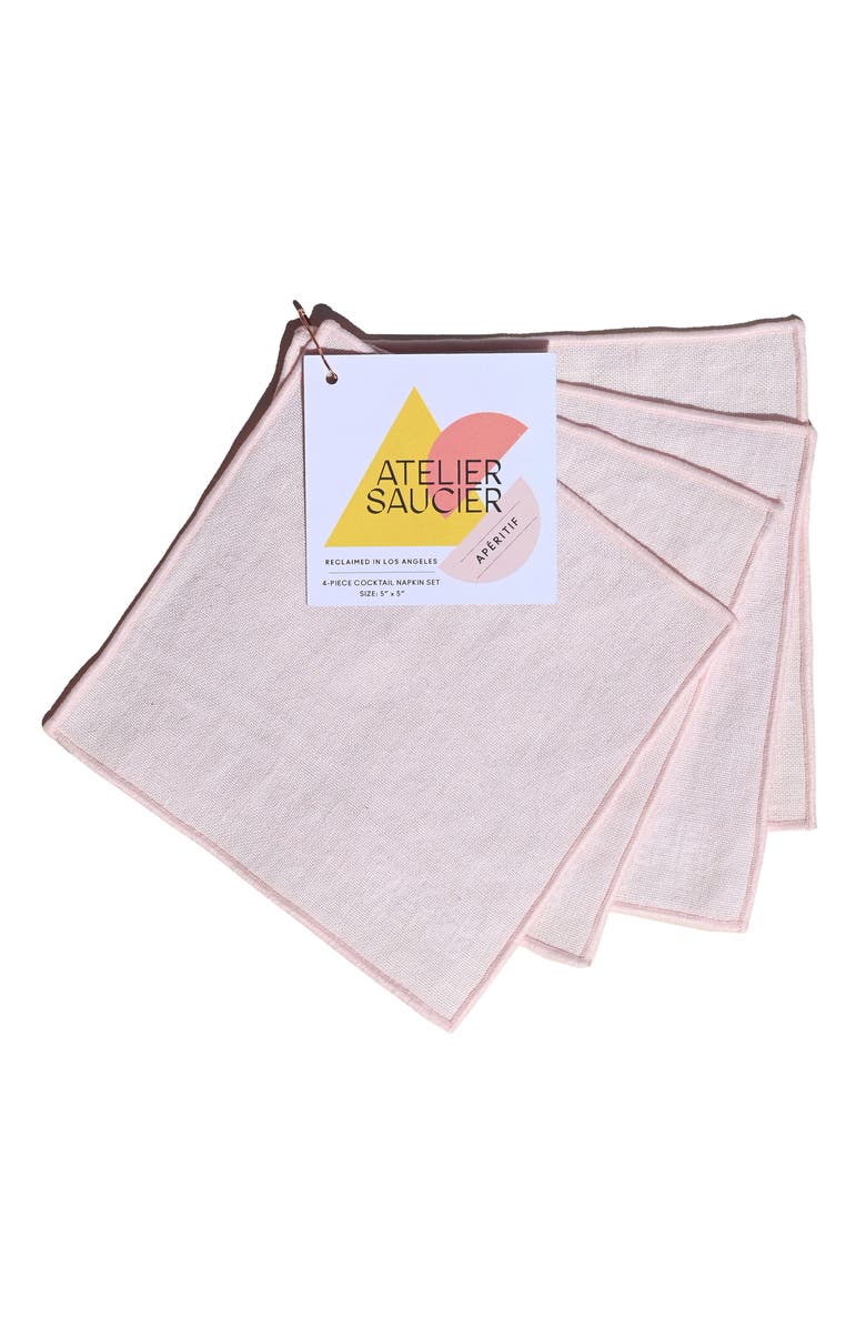 ATELIER SAUCIER Apéritif Set of 4 Embroidered Edge Cocktail Napkins, Main, color,