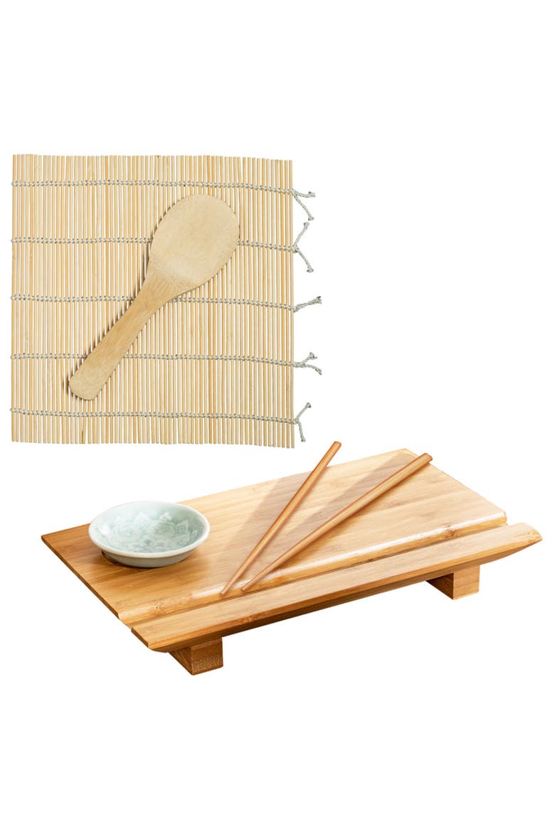 Sushi Board and Sushi Roller Set, Main, color, Bamboo