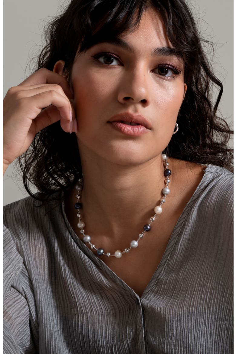Nugget & Mixed Freshwater Pearl Necklace, Alternate, color, Sterling Silver