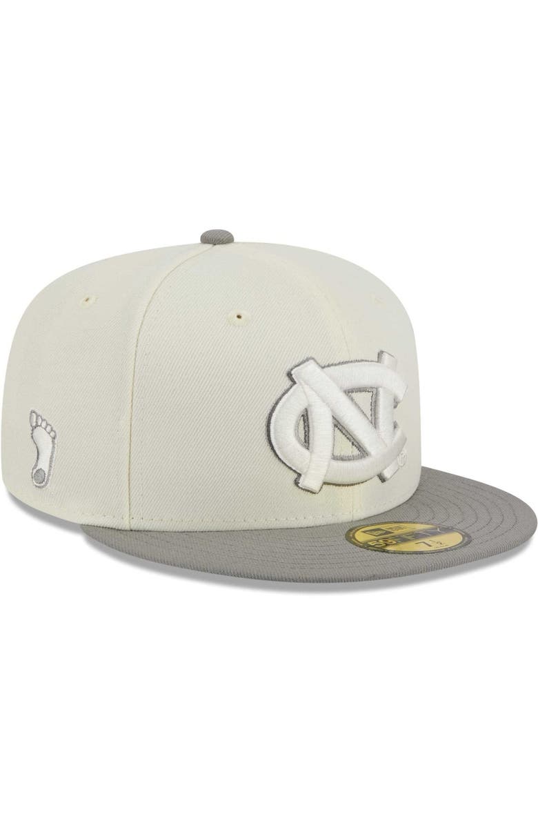 New Era Men's New Era Stone/Gray North Carolina Tar Heels Chrome & Concrete 59FIFTY Fitted Hat, Alternate, color,