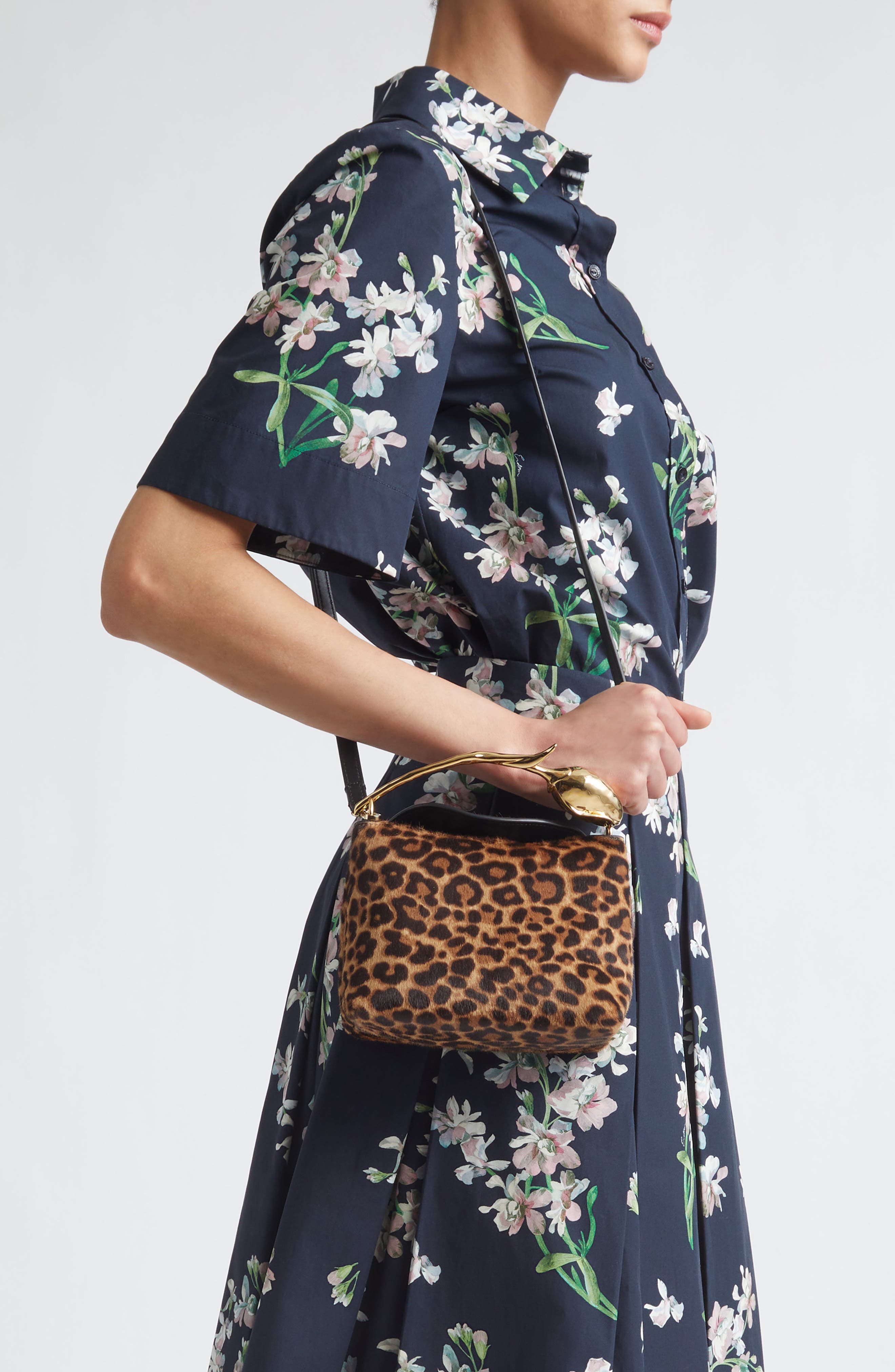 Erdem Mini Bloom Genuine Calf Hair Bag, Alternate, color, Leopard