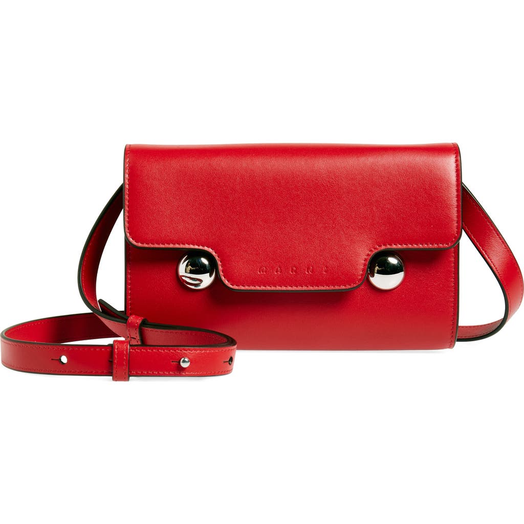 Marni Trunkaroo Leather Shoulder Bag In Very/red
