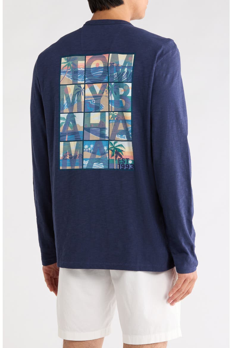 Tropic Tiles Long Sleeve Cotton T-Shirt, Alternate, color, COASTLINE