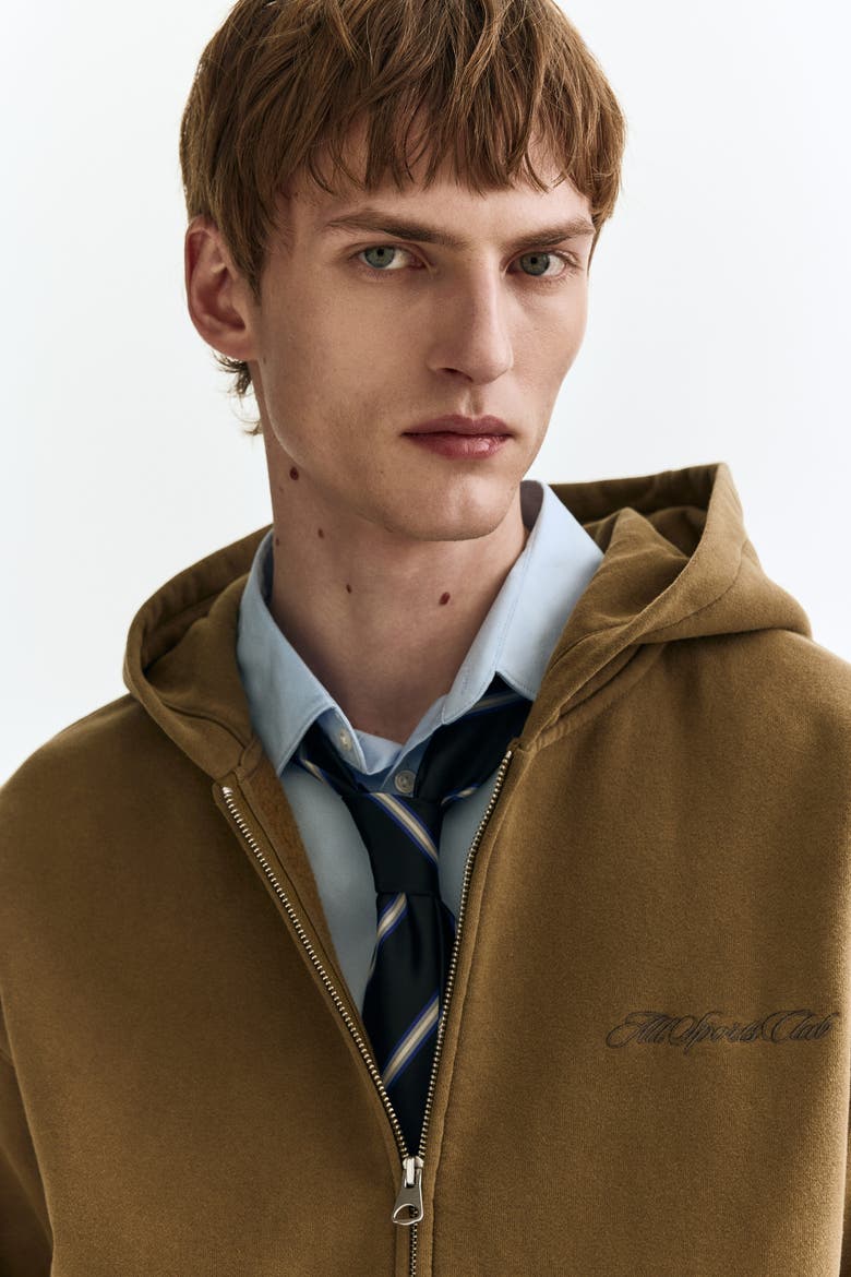 Loose Fit Zip-through Hoodie, Alternate, color, Khaki green