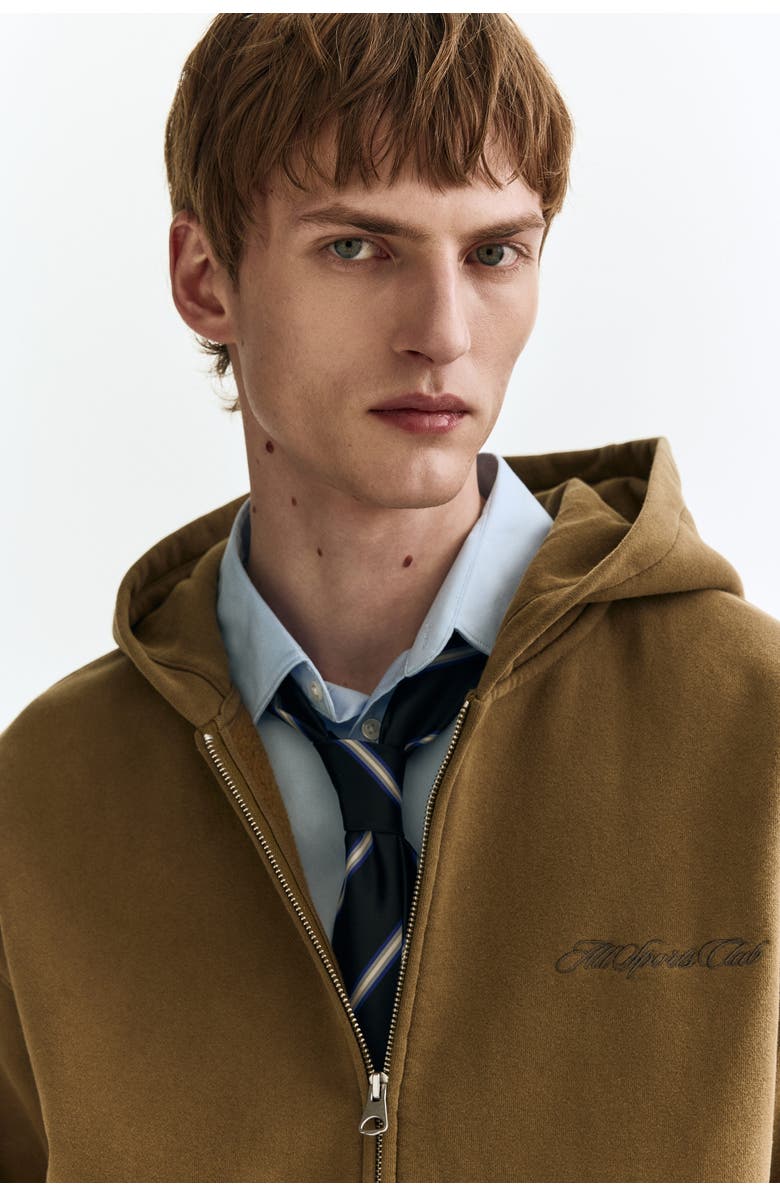 H&M Loose Fit Zip-through Hoodie, Alternate, color, Khaki Green