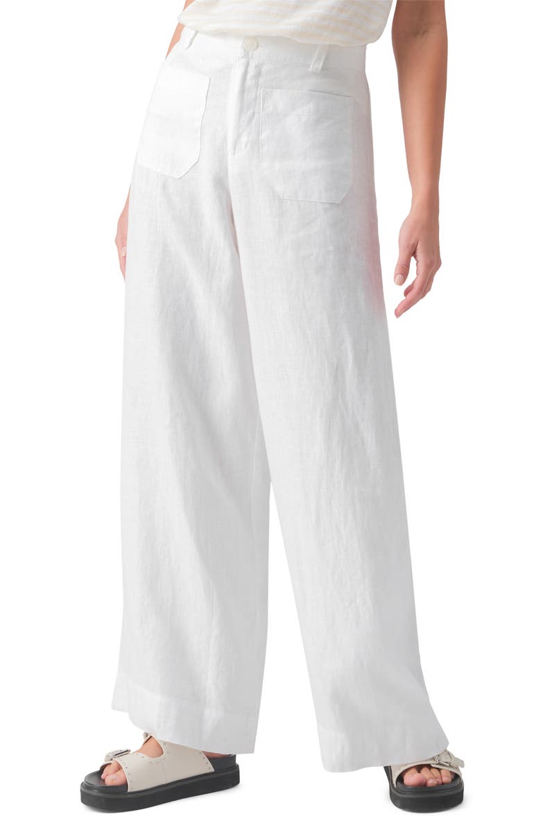 Sanctuary The Marine Linen Wide Leg Pants, Alternate, color, White