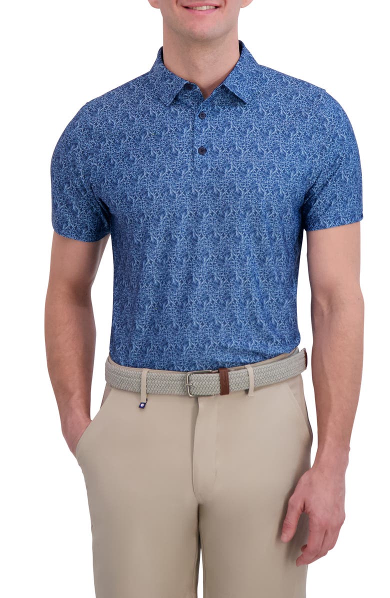 Ben Sherman Geo Print Tech Jersey Golf Polo, Main, color, Navy